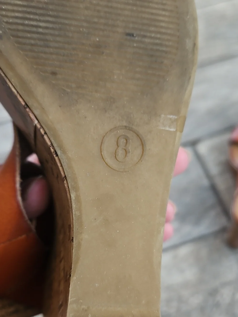 Mossimo Supply Co. Tan Leather Cork Wedge Sandals Size 8